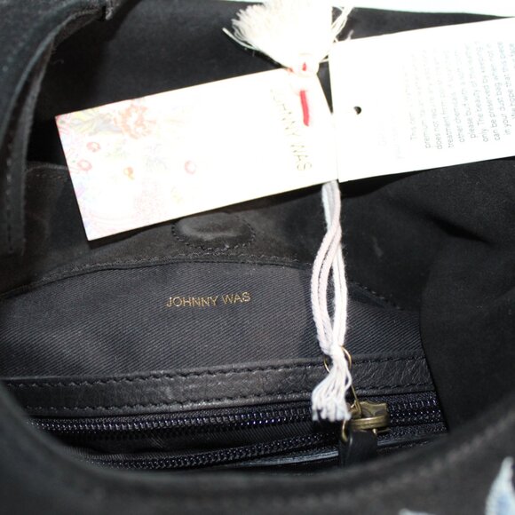 NWT Johnny Was JWLA Suede Leather Embroidered Renata Soft Hobo Tote Shoulder Bag - Picture 10 of 10